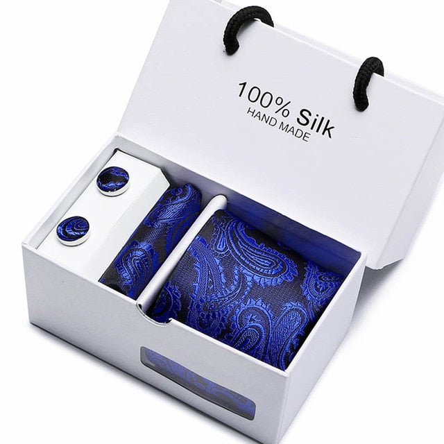 Cravate Soie Jacquard Paisley Bleu Marine Homme
